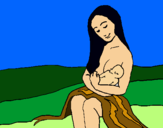Dibujo Madre con su bebe pintado por xico