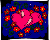 Dibujo Corazones y flores pintado por BEKARO