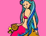 Dibujo Sirena con caracola pintado por melosa