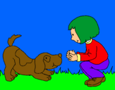 Dibujo Niña y perro jugando pintado por maryjobel