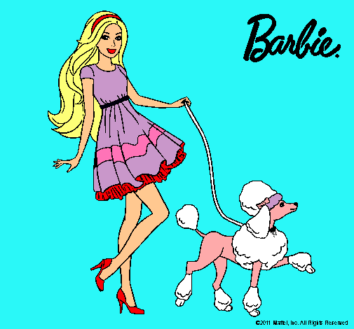 Dibujo Barbie paseando a su mascota pintado por zhamaka