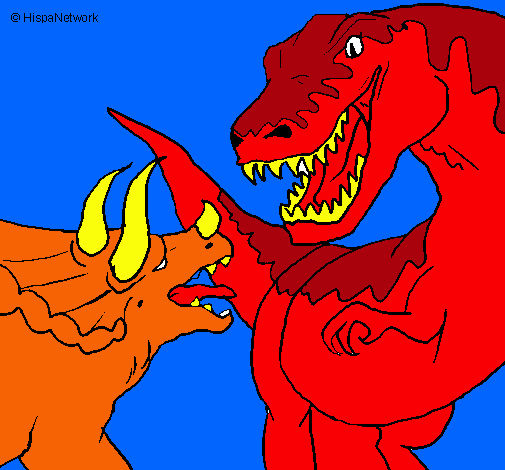Dibujo Lucha de dinosaurios pintado por james122