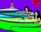 Dibujo Barbie y sus amigas en el jacuzzi pintado por feass