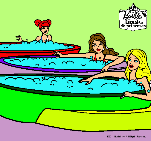 Barbie y sus amigas en el jacuzzi