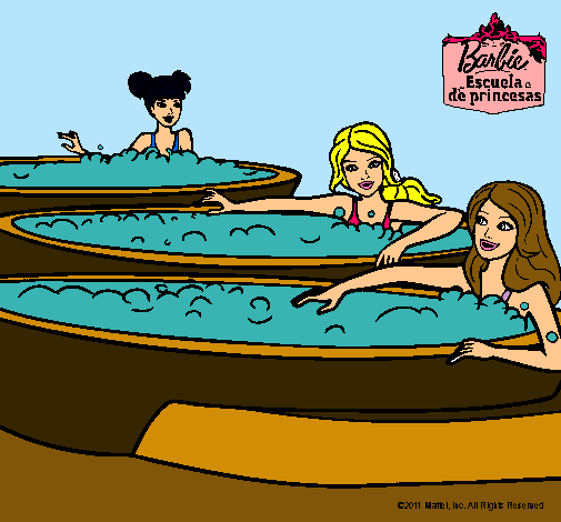 Barbie y sus amigas en el jacuzzi