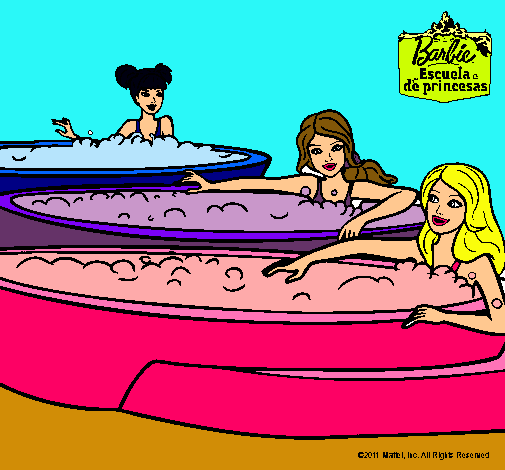 Barbie y sus amigas en el jacuzzi