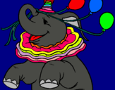 Dibujo Elefante con 3 globos pintado por luquita