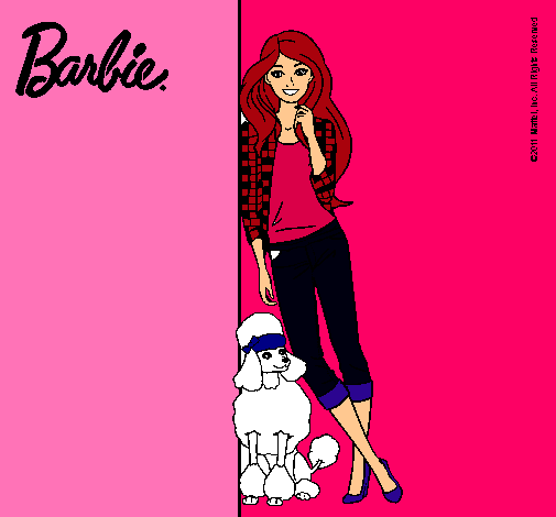 Barbie con cazadora de cuadros