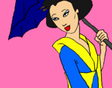 Dibujo Geisha con paraguas pintado por alexia_jiret
