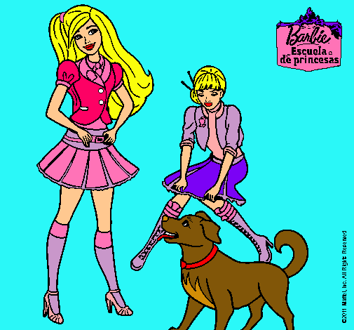 Barbie con su perrito y una amiga