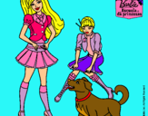 Dibujo Barbie con su perrito y una amiga pintado por nuria13