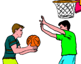 Dibujo Jugador defendiendo pintado por baloncesto