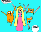 Dibujo Jake, Princesa Chicle y Finn pintado por franbell