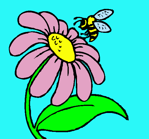 Dibujo Margarita con abeja pintado por Helga