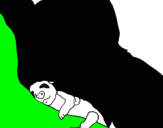 Dibujo Oso panda con su cria pintado por pipipa