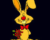 Dibujo Conejo con ramo de flores pintado por 060744