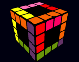 Dibujo Cubo de Rubik pintado por dado
