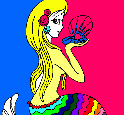 Dibujo Sirena y perla pintado por lupis1999