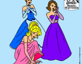 Dibujo Barbie y sus amigas vestidas de gala pintado por Diianiita