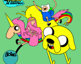 Dibujo Jake, Finn, la princesa Chicle y Lady Arco Iris pintado por cesarbueno