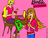 Dibujo Barbie y su hermana merendando pintado por xaviea
