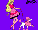 Dibujo Barbie paseando a su mascota pintado por  vffff