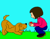 Dibujo Niña y perro jugando pintado por hhsuuhrrfote