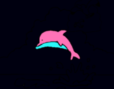 Dibujo Delfín y gaviota pintado por merli
