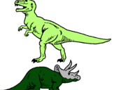Dibujo Triceratops y tiranosaurios rex pintado por hygj