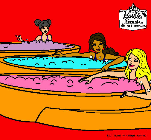 Barbie y sus amigas en el jacuzzi