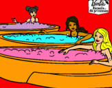 Dibujo Barbie y sus amigas en el jacuzzi pintado por rojo45