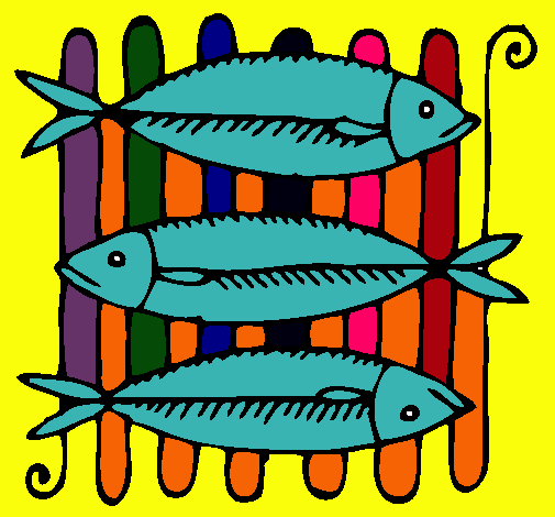 Dibujo Pescado a la brasa pintado por jeanet