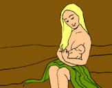 Dibujo Madre con su bebe pintado por malori