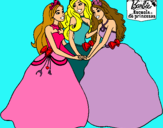 Dibujo Barbie y sus amigas princesas pintado por elijativa