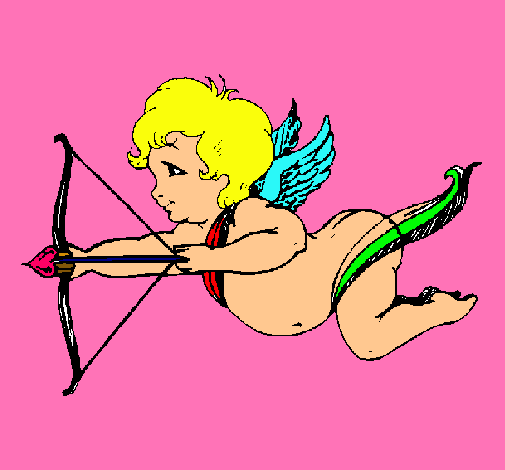 Dibujo Cupido volando pintado por crisley