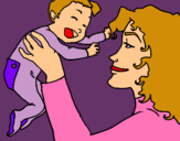 Dibujo Madre con su bebe pintado por giselaa