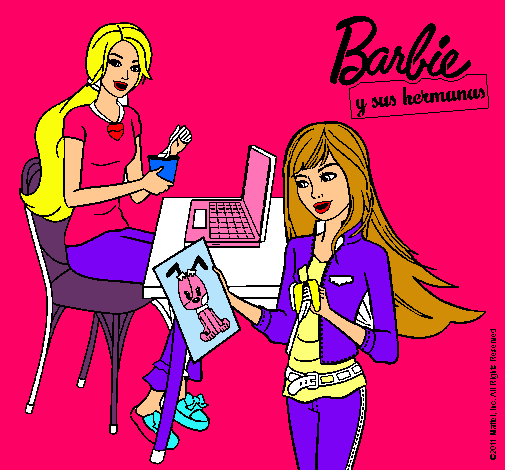 Barbie y su hermana merendando