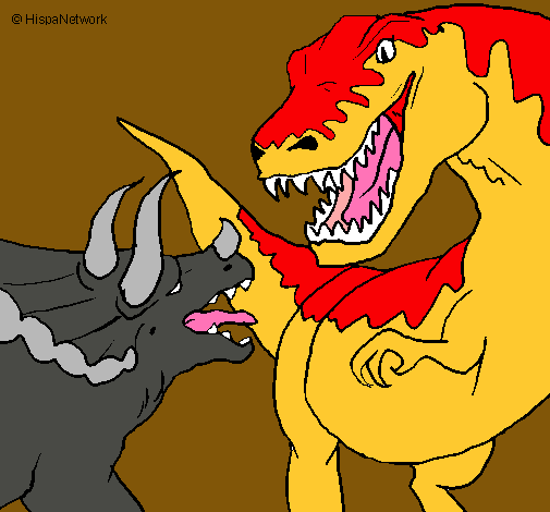 Dibujo Lucha de dinosaurios pintado por Yoelini
