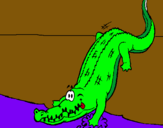 Dibujo Aligátor entrando al agua pintado por enanin