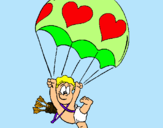 Dibujo Cupido en paracaídas pintado por aldc
