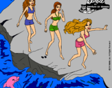 Dibujo Barbie y sus amigas en la playa pintado por angelitaaaaa