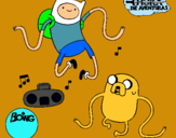 Dibujo Finn y Jake escuchando música pintado por anghela