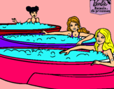 Dibujo Barbie y sus amigas en el jacuzzi pintado por ozara