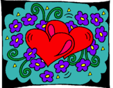 Dibujo Corazones y flores pintado por lufontana