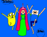 Dibujo Jake, Princesa Chicle y Finn pintado por pagra