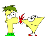 Dibujo Phineas y Ferb pintado por moscu