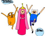 Dibujo Jake, Princesa Chicle y Finn pintado por gora