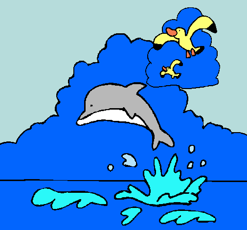 Dibujo Delfín y gaviota pintado por cosetina