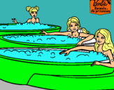 Dibujo Barbie y sus amigas en el jacuzzi pintado por almud