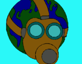 Dibujo Tierra con máscara de gas pintado por pamelocha